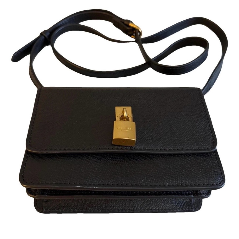 Ted Baker Elegant Black Leather Crossbody Bag